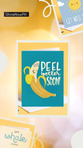 Feel Better Soon Witty Card - Peel Better Soon Funny Banana Get Well Card Pun Design with Envelope