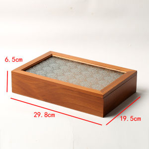 Retro Chinese Style Solid Wood Desktop Storage Box Ornament Sundries Storage Box Wooden Begonia Glass Flip Jewelry Box