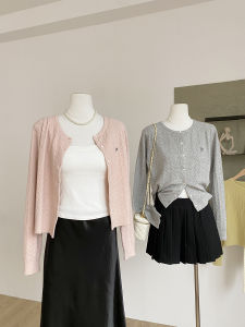 Áo Khoác Cardigan Dệt Kim Dài Tay Màu Trơn Thêu Chữ K-style Phong Cách Hàn Quốc Mùa Thu 2024 Cho Nữ Áo Khoác Ngoài Đa Năng Thường Ngày