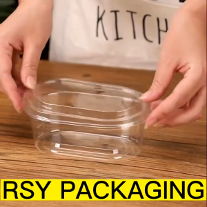 Clear Oval Deli Container With Lid for Salad Mousse Cake Pudding Desserts