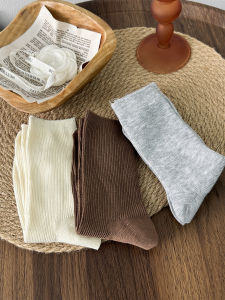 Zeyi Yipin ผู้หญิง ถุงเท้าถึงกลางน่อง ถุงเท้าสีบริสุทธิ์อบอุ่นทุกการแข่งขันไม่มีข้อมือสบาย ผ้าฝ้าย ถุงเท้าบ้านสําหรับทุกฤดูกาล