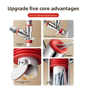 MONLEYTA | Washing Machine Drain Pipe Three-Way Valve Odor-Proof Sink Drain Pipe Two-In-One Diverter ABS Silicone Material