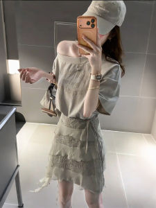 XUECAIQI | Relaxed Lazy Style Irregular Hem T-shirt Dress
