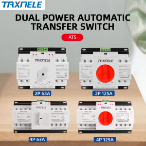 TAXNELE ATS Automatic Transfer Switch 2P 4P 63A 125A 220V 50/60Hz Dual Power Manual Changeover Switch Miniature Circuit Breaker