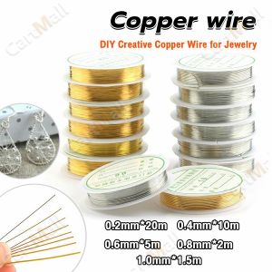 Copper wire for DIY Bracelet Necklace Gold Silver 0.2-1mm Colorfast Beading Wire for Jewelry Making Handmade Pendant
