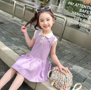 Girls Sleeveless Dress Princess Style Summer Short Sleeve Skirt High Waist Polyester Knitted Gored Skirt No Brand Registered Trademark