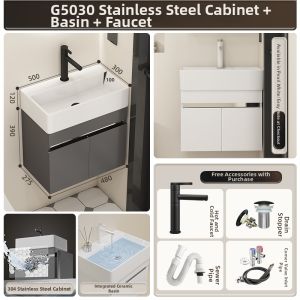 NIUNAISI | Small Household Stainless Steel Bathroom Vanity 30cm Wide