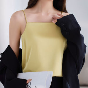 MiiOW | Áo vest dây vai mỏng bằng vải satin acetate lụa mùa hè cho nữ Áo khoác ngoài rộng rãi Áo lót cơ bản cho mùa hè