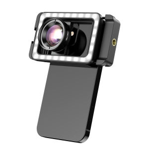 apexel | APEXEL New Upgraded 4K HD 100mm Macro Lens With LED Fill Light Universal Clamp Micro Lenses for iPhone Samsung All Smartphones