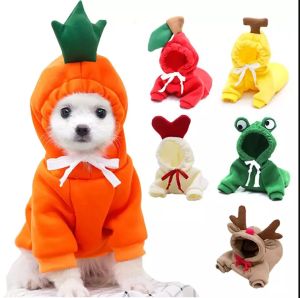 Lovely Pet Hoodies Warm Coat Fleece Cotton Frog Apple Carrot Radish Design Dog Cat Clothes Pet Clothing Accessories