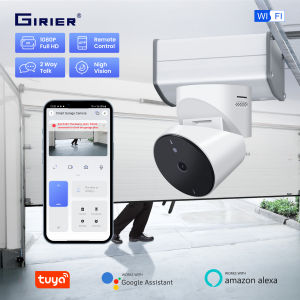 GIRIER Tuya Smart Garage Door Opener with Security Camera WiFi Smart Garage Camera 1080P Supports Motion Detection Night Vision