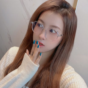 JN IMPRESSION New TR anti-blue light glasses trendy and popular with online influencers featuring polygonal hollowed-out temples and prescription lenses.
