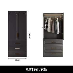 French retro style black wardrobe modern simple small apartment light luxury wardrobe