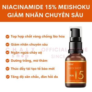 Tinh chất Niacinamide 15% giảm nhăn chuyên sâu Meishoku Medi Shot Na15 Wrinkle Essence 30ml Nhật