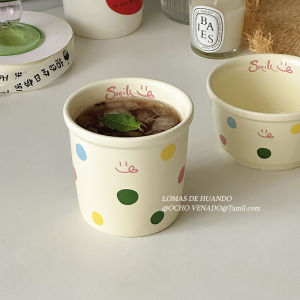 South Korea Ins Style Cute Handy Cup Young Adult Heart Drinking Cup Yogurt Cup Milk Breakfast Cup Good-looking Polka Dot
