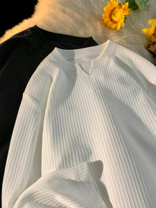 เสื้อยืดคอกลมแขนยาวทรงหลวมสำหรับผู้ชาย สไตล์วัยรุ่นฤดูใบไม้ผลิและฤดูใบไม้ร่วง ทรงหลวม ความหนาปกติ ระบายอากาศได้ดี