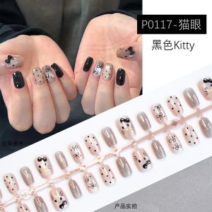 Christmas Snowflake Design Wearable Nail Tips Leopard Print Polka Dot Diamond Premium Feeling Red Wine Color Nail Art Tools