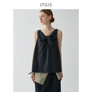 INSIS FEMME | Silk Designer Knot V-neck Sleeveless Womens Shirt