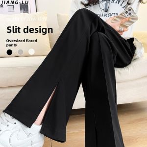 JIANGLU | High Waist Wide Leg Suit Pants For Plus Size Women Casual Thin Design Spring Autumn New Style Female Fashion Drapey Look