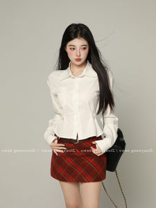 Design Sensation Short Womens Shirt Waist Cinching Spring Autumn Winter New Style Pure Desire Spicy Girl Slimming Inner Wear Top