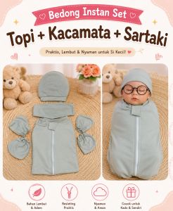 Paket set bedong instan  topi kacamata sartaki
