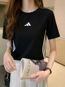 adidas | Áo Thun Thể Thao Mới Cotton Đen Thu