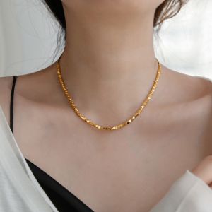 Non-Fading High-End 18K Gold Plated Silver Dust Necklace Womens Clavicle Chain Summer Qixi Fashion Jewelry Titanium Steel