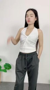 ชุดเซ็ตแฟชั่นใหม่ เสื้อแขนกุด + กางเกงหลวมขากว้าง