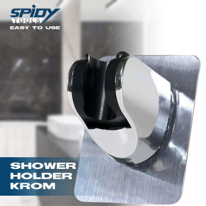 SPIDY Gantungan Shower Holder Krom Tempel Tanpa Bor Dudukan Sower ABS
