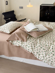 Pure Cotton Combed Cotton Bedding Set Four-Piece Quilt Cover Sheet Duvet Cover Bedding Set for Students in Dormitories