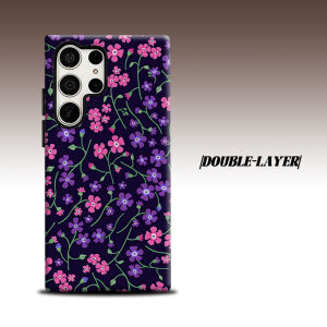 pink purple ditsy floral navy For Samsung Galaxy S26 S25 S24 A56 A36 Dual Layer Luxury Fashion Full Lens Protective Case