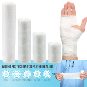 10 Rolls Gauze Bandage Roll with Tape - Stretchable Breathable Medical Wrap for First Aid Wound Care & Dressing Support