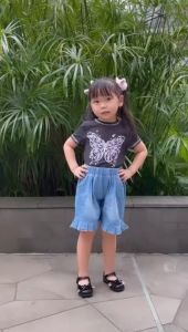 TopOne88 Celana Pendek Soft Jeans Anak Perempuan Usia 6 8 10 12 Tahun
