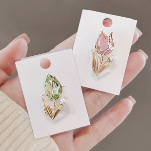 Set of 2 Elegant Tulip Brooches -French-Style Light Luxury Floral Pins. A Sophisticated Accessory for Coats Silk Scarves