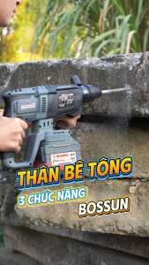 Máy Khoan Bê Tông Pin Bossun M21B-RH2603BL Không Chổi Than Lực Đập Mạnh 3 Chức Năng 2.8J