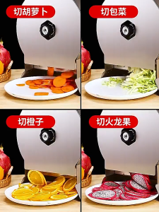 Máy Thái Lát Rau Củ Quả Chạy Điện Máy Có Thể Điều Chỉnh Độ Dày Mỏng - Chạy Điện Và Quay Tay 2in1