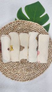 [Set 5] Khăn sữa Muslin bo viền 4 lớp cho bé chất liệu mềm mịn và siêu thấm hút an toàn kích thước 26x27cm
