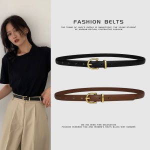 JIFANPAUL | Slim Leather Belt for Women Retro Black Fashionable Decorative Belt
