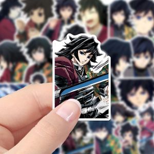 High Definition Waterproof Stickers 24 Pieces Ghost Slayer Anime Water Column Decorative Adhesive Labels for Bullet Journals