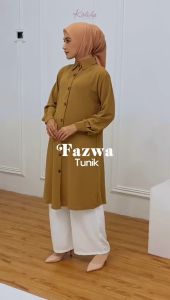 Tunik Fazwa Atasan Kameja Wanita Crinckle Baju Panjang Kancing Hidup Tunik Busui frendly Wudhu