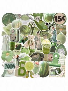 Green Eye-Protection Artistic Vintage Style Stickers for Decorating Notebooks Helmets Photo Frames Mobile Phones Thermal Cups Electric Bikes Shelves IPads Refrigerators DIY Waterproof Stickers