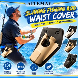 (Local Stock) Aitemay Slide In Fishing Rod Hip Holster Waist Mount Rod Holder Hard Shell Protective Case For Anglers Kayak Boat Surf Fishing Gear Accessories