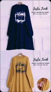 Tunik Wanita Lengan Panjang Love Tunic Bahan Kaos Katun Combed Apk Sablon Baju Atasan Jumbo Simple
