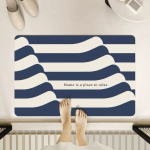 VIKAMA Ins Style Minimalist Striped Bathroom Floor Mat Anti Slip And Absorbent Quick Drying Shower Room Bathroom Home Decor