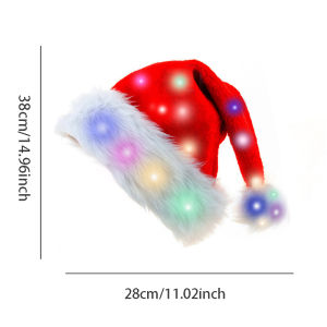 Santa Hat Led Christmas Hat with Lights for Adult and Children Long Fur for Christmas New Year Festive Holiday Party Supplies