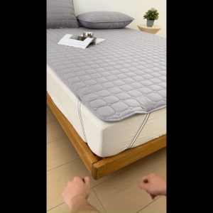Waterproof Bed Cover With Fixed Straps Thicken Mattress Cover Quilted Mattress Topper Breathable Mattress Protector