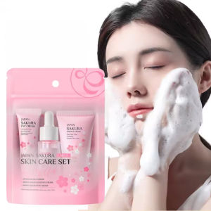 Bộ Chăm Sóc Da Sakura Dành Cho Nữ 3 Món/bộ - Kem Dưỡng Ẩm Mặt Serum & Kem Dưỡng Mắt Hàng Ngày Cho Sản Phẩm Làm Đẹp Da Mặt