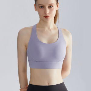 Sports bra womens shock-absorbing fixed cup thin running gathering hollow mesh beautiful back yoga bra