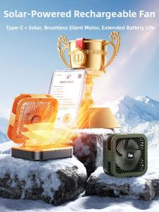 TUiU | Solar Rechargeable Outdoor Portable USB Fan Big Airflow Long Lasting Swivel Cooling