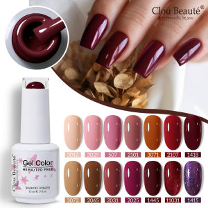 Clou Beaute Red Brown Color Gel Nail Polish HEMA TPO FREE Caramel Nude Pink Gel Polish Nail Art UV Nail Varnish Semi Permanent